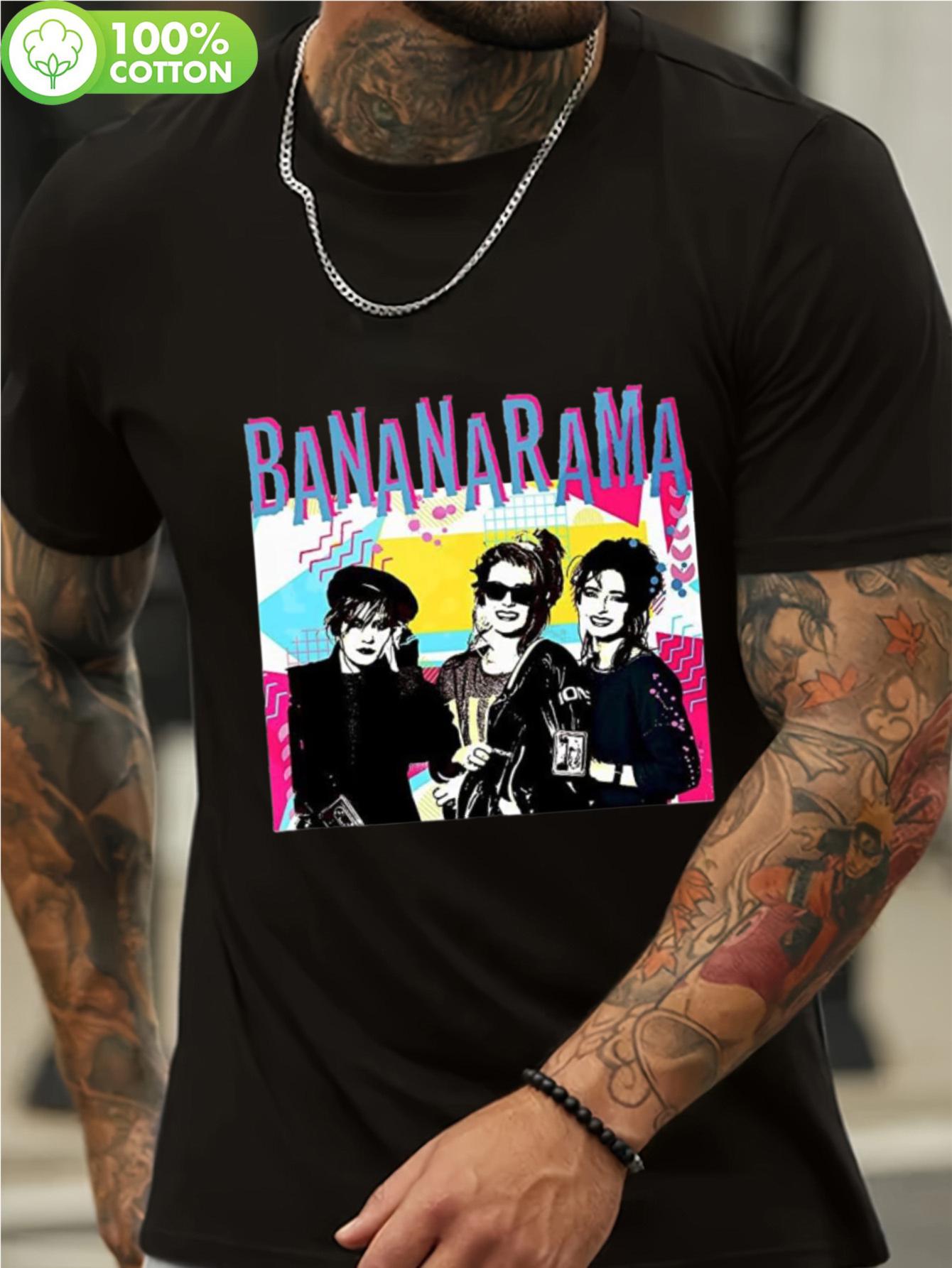 

Vintage Bananarama Band Graphic T-Shirt for Men & Women - Heavyweight 80s Pop Group Tee with Iconic Logo & Member Photos XXXXL
