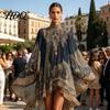 Puff Sleeve Boho Dress Floral Print High Neck Irregular Chiffon Mini for Women Elegant Casual Long Flowy Party Cocktail Dress Summer Beach Vacation