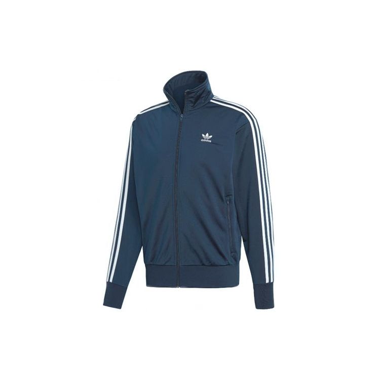 Adidas Originals Logo Print High Neck Zip Sports Jacket Men Jacket Navy ED6070 S