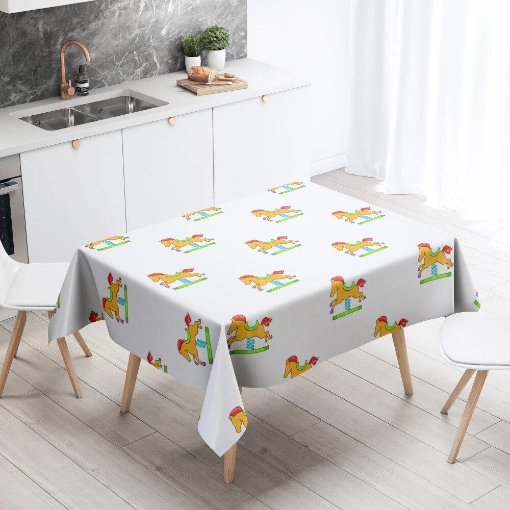 Cartoon Tablecloth Home Decor Stain Resistant Waterproof Table Decoration Rectangular Kitchen Fireplace Countertop