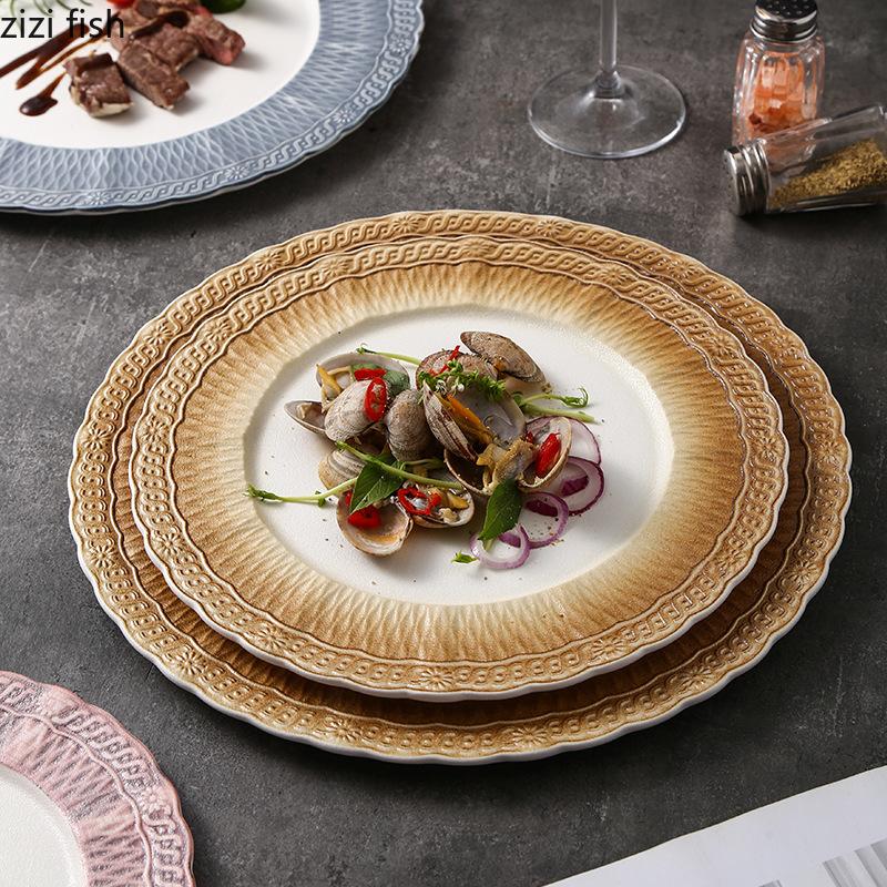 Lace Ceramic Dining Plate Serving Plates Pasta Dish Steak Plate Sushi Plates Sting Disc Dessert Bowl Fruit Dish Salad Bowl