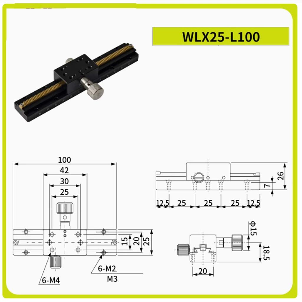 X-axis Dovetail Groove Manual Slide, Long Stroke Gear Drive Bar Type Fine Adjustment Platform