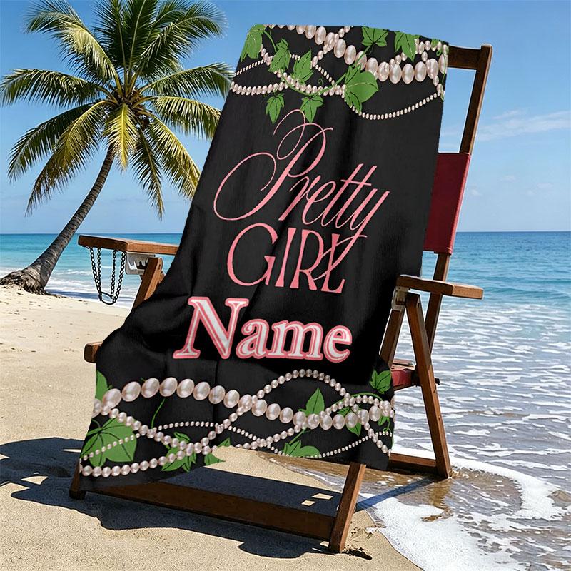 Custom Name Personalized Alpha Kappa Alpha Print Beach Towel, for Trip Camping Beach Party Home Decor, Birthday Gift for Family & Friends