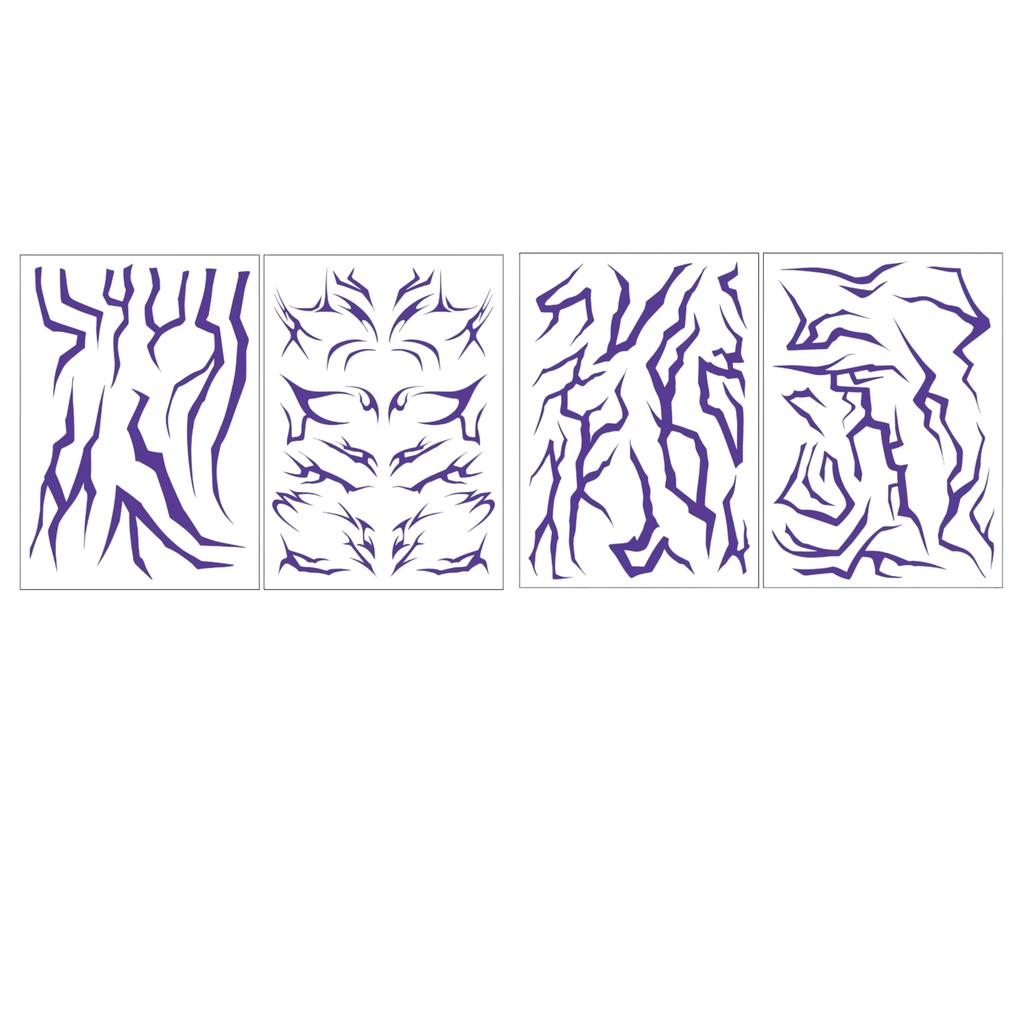 4 sztuki fioletowe tatuaże Rumi K-pop motyw odgrywanie ról, wachlarz z wzorem Rumi Halloween tymczasowy tatuaż taniec urodziny impreza prezent