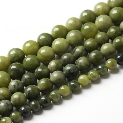 Grüner Südlicher Jaspisstein Natürliche Runde Perlen 15" Strang Glatte Lose Zwischenperlen 4/6/8/10/12mm für Schmuckherstellung DIY Armbänder Zubehör
