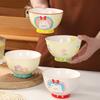 Hand-Painted Relief Ceramic Large-Capacity Rice Bowl Girl Heart Home High-Value Eating Bowl Cute Rice Bowl Salad Bowl