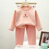 Children's underwear set, autumn school uniform, boys' velvet clothes, girls' warm home clothes, children's clothing