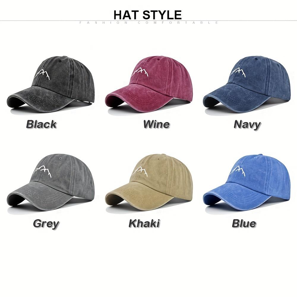 Unisex Adjustable Snapback Cap Mountain Embroidered Stitching Cotton Baseball Cap Sun Protection Trucker Hat For Outdoor Camping Hiking Fishing