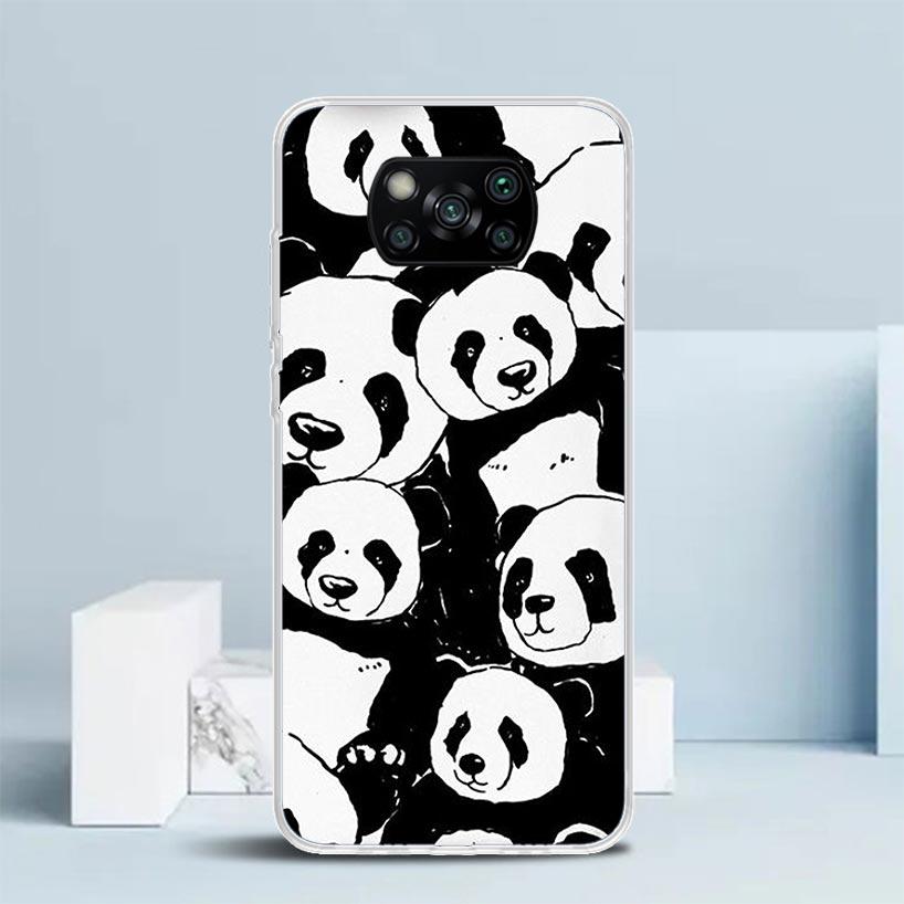 Cartoon Cute Panda Bear Phone Case For Xiaomi Poco F7 Ultra X5 X6 X7 Pro M7 Redmi 15C 15 13C 13 12C 12 10C 10 10A 9 9C 9A 9T Cov
