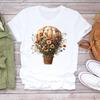 (Asian Size) Printed Sweet Flower Trend 90s Women Tee Lady Female Clothing T Shirt  Casual Fashion Top Graphic Short Sleeve T-shirts