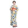 Kyoto Kimono Yuzen Women's Yukata and Obi Set (2-Piece Set) with Floral Pattern (Yellow (Hikida Pomegranate))
