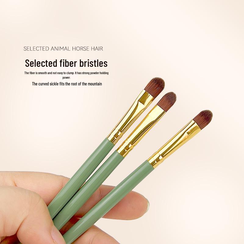 Mini Flat Head Detail Eyeshadow & Highlight Brush Set with Cangzhou Animal Hair