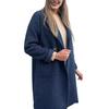 Women's Fleece Jacket Lapel Button Closure Fluffy Gown Coat Solid Color Mid-Length Plush Warm Coat for Office Parties Travel
