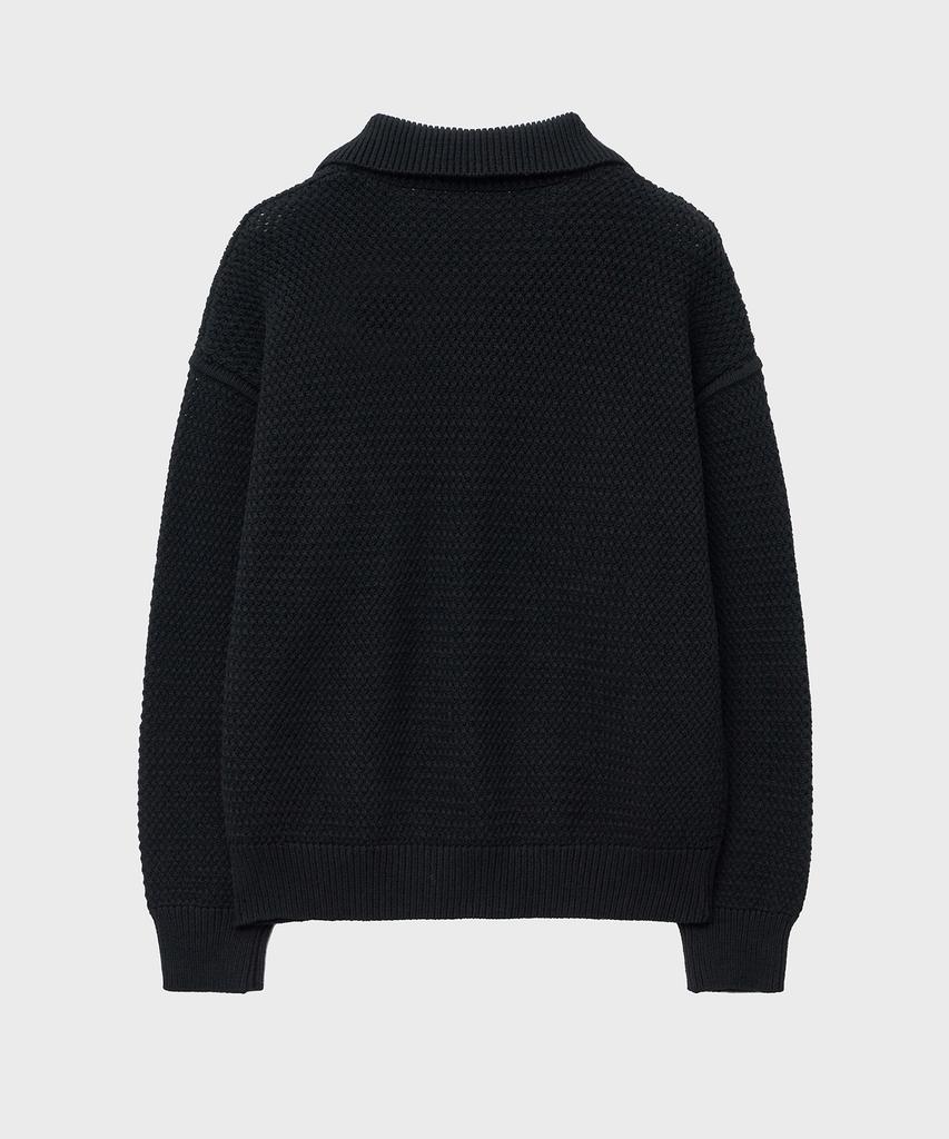 NOIRER Oversized Heavy Polo Knit (Black)