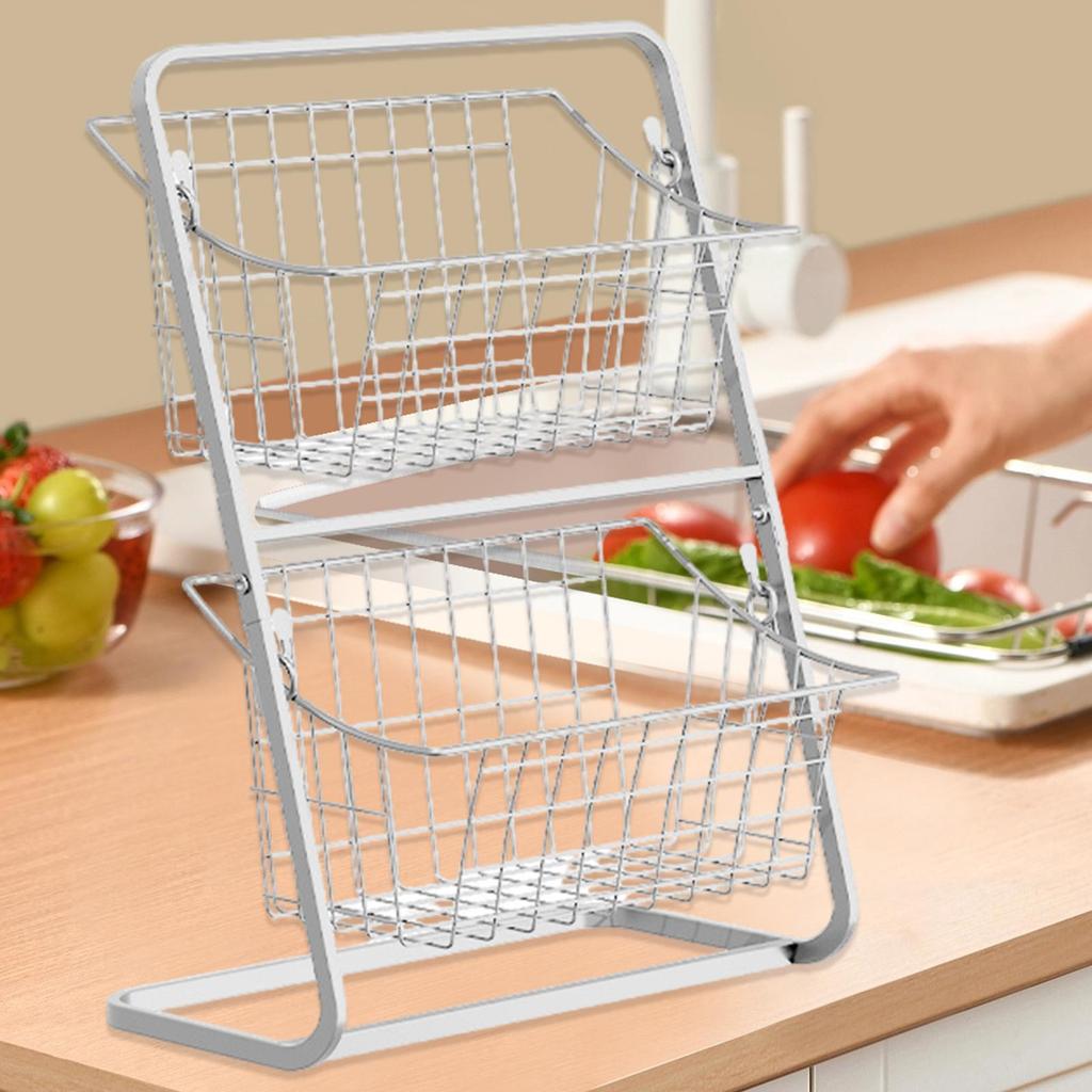 Półki Stojak do Przechowywania Dwuwarstwowy Kosz Oszczędność Miejsca Metalowy Stojak na Kwiaty Półka Organizer