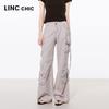 Jinyujie Women's Straight-Leg Cargo Casual Pants