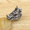 Punk Men Cubic Zirconia Inlaid Carved Dragon Head Finger Ring Party Jewelry Gift