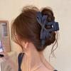 Koreanische Mode Blaue Denim Schleife Transparenter Grauer Haarspangen-Clip für Damen