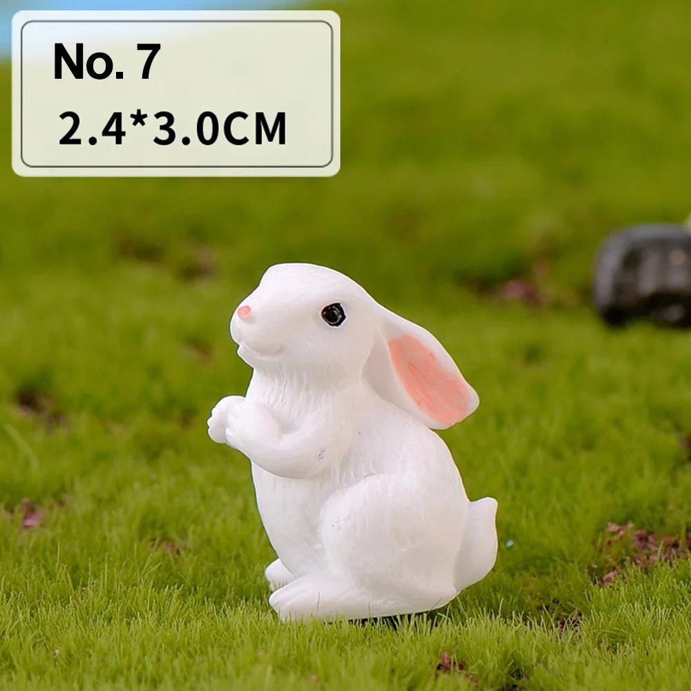 Cute White Hare Easter Decoration Dollhouse Ornament Miniature Rabbit Figurine Micro Landscape Resin Bunny Statue Fairy Garden