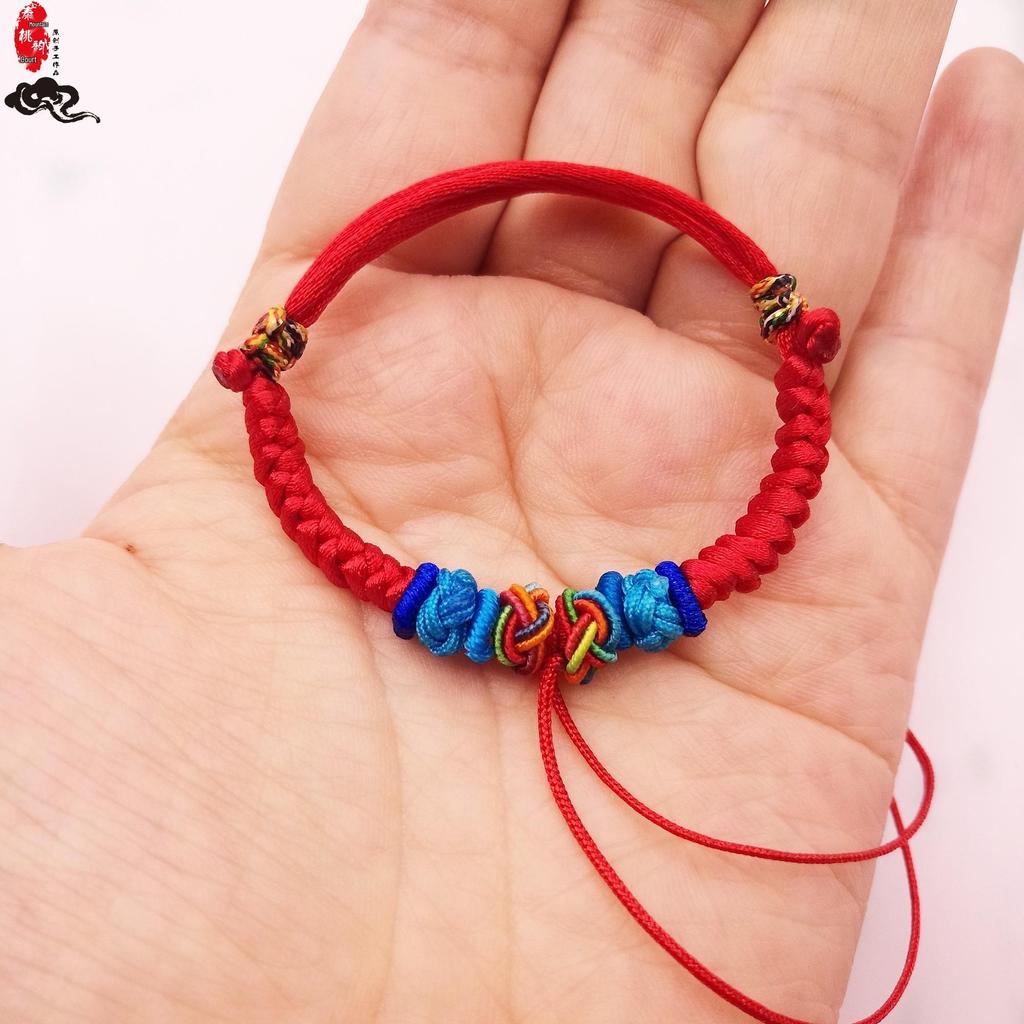 Unisex Baby Colorful Red Rope Anklet Bracelet with Gold, Silver & Jade Charms