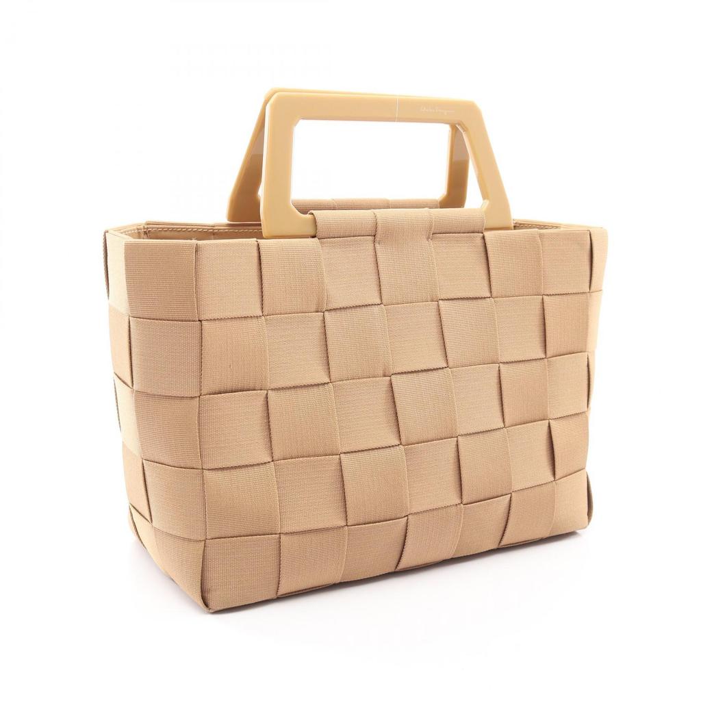 Used Salvatore Ferragamo Handbag 21 0289 Fabric Beige Used Women