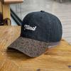 Leopard print splicing denim baseball cap children's new wide brim show face small couple hip-hop cap male tide