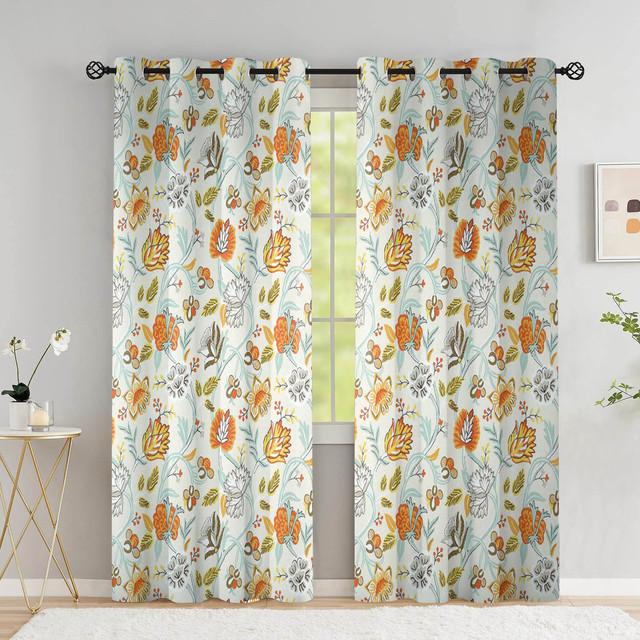 

Красочная цветочная занавеска для гостиной, элегантная абстрактная занавеска с цветочным принтом и принтом виноградной лозы, оконные шторы с высоким затенением (70 %-90 %)2 панели W53.5 X H114cm X 2