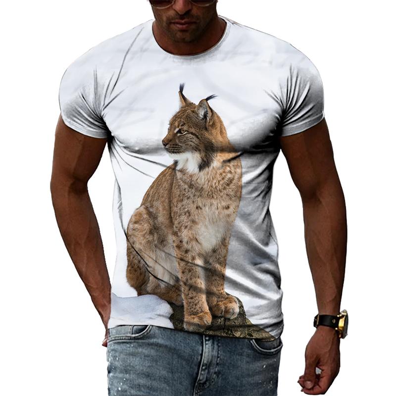 Sommer Mode Persönlichkeit Lynx Grafik T Shirts Männer Hip Hop Street Style Spaß Tees Trend Casual Gedruckt Oansatz Kurzarm tops