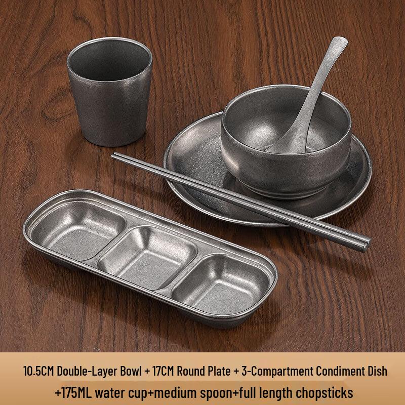 

ZISIZ Retro C-Shaped Rectangular Tableware Set with Sauce Dishes, 6-Piece