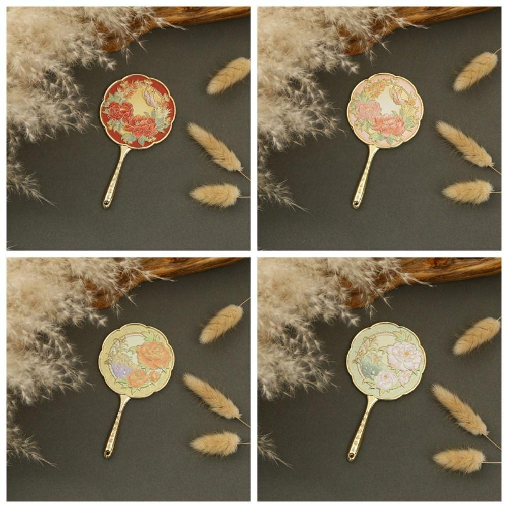 Vintage Chinese Style Metal Mirror Portable Pocket Make-up Mirror Flower Handheld Mirror  Gift