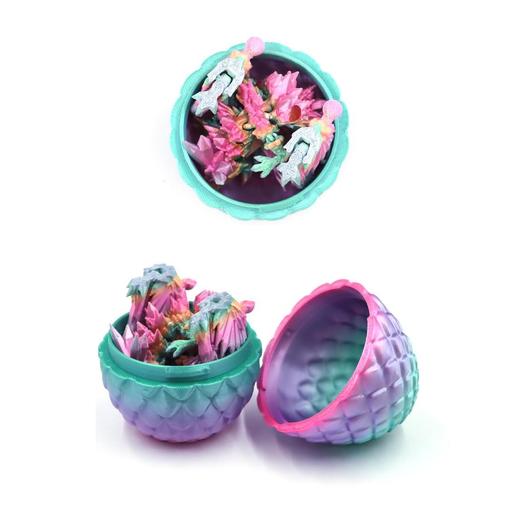 Colorful 3D Printed Dragon Egg Crystal Ornament Set - Creative and Trendy Toy and Gift.