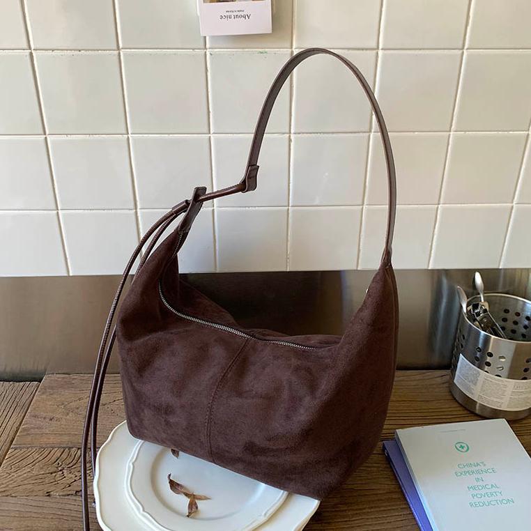 Popular Retro Suede Underarm Bag 2026 Autumn and Winter New Messenger Bag Simple and Versatile Commuter Bag