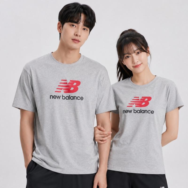 New Balance Men S aThleTicS Logo ShorT Sleeve T ShirT Grey mT51500 Ahh