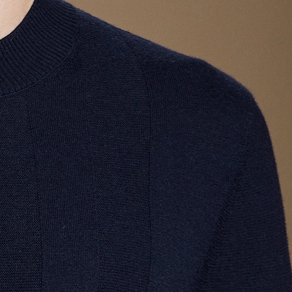 Men's Cashmere & Sheep Wool Jacquard Half High Collar Knitted Sweater