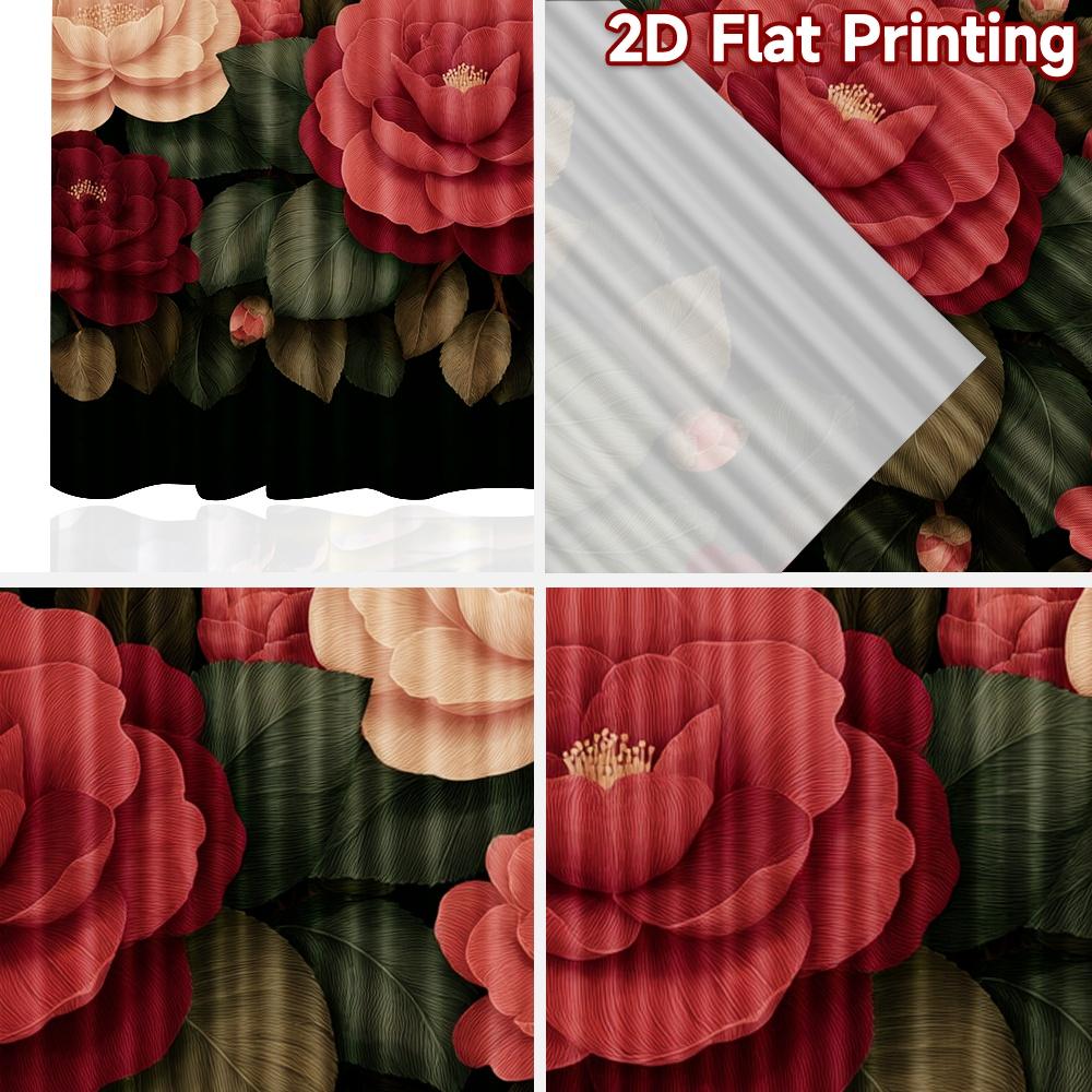 2D FLAT PRINTING 2pcs Curtains (Without Rod) Floral Rose Arrangement Women is Day Festival Creative Curtains Polyester Easy