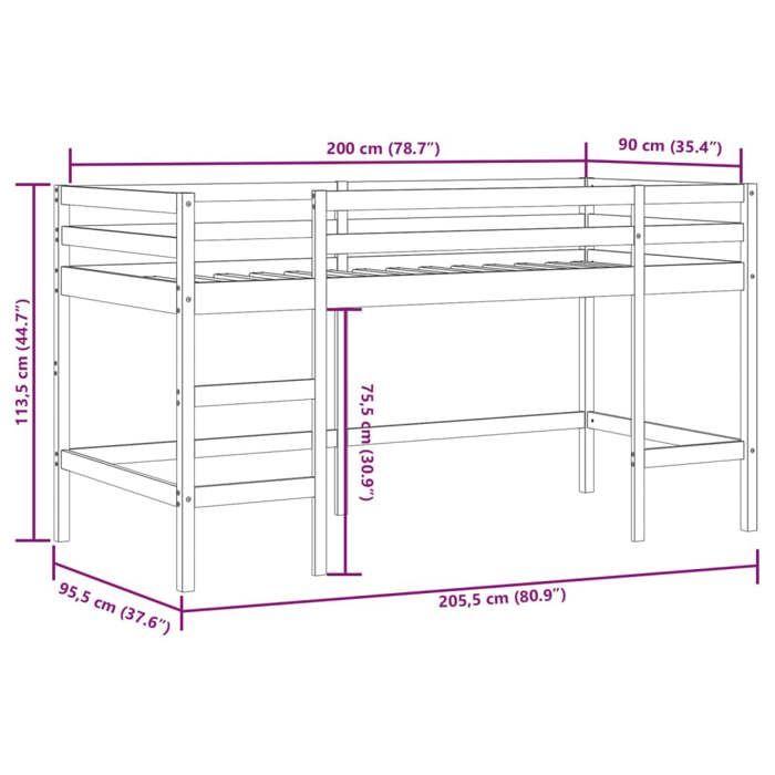 VidaXL Lit Mezzanine Enfants et Tunnel, Lit Surélevé pour Enfants avec Échelle, Meuble de Rangement Chambre, Moderne, Bleu 3206998