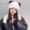 Cute cat ears real rabbit fur hat thickened thermal hat fashionable versatile fur straw hat women's autumn and winter versatile tide