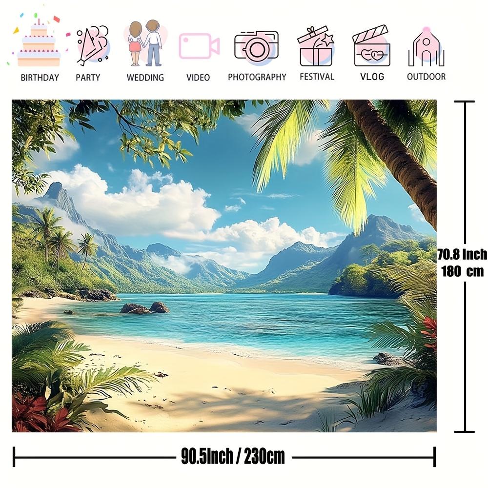1pc tropical beach scene background polyester fabric palm trees and sea view wall decoration party and home decoration