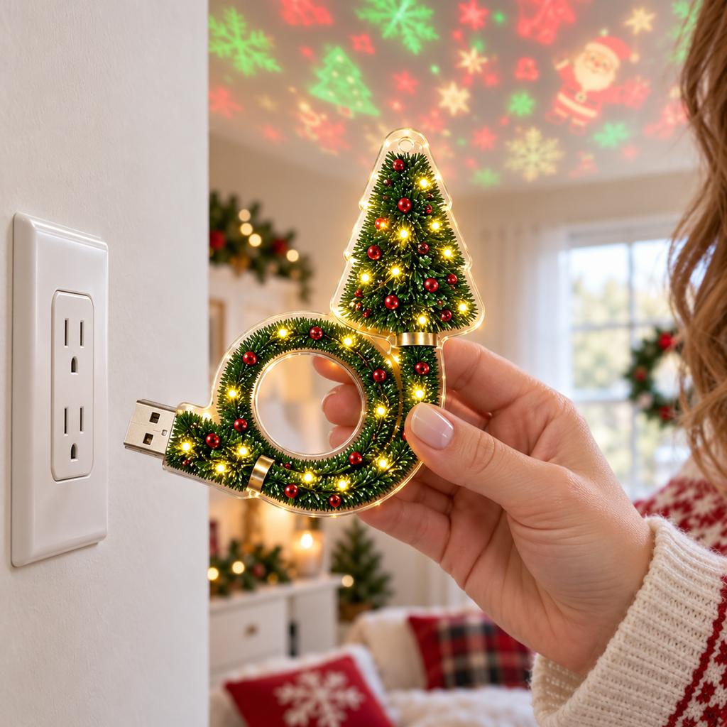 Lampă de Proiecție Brad de Crăciun pentru Decorul Casei de Sărbători, Iluminat Festiv Interior și Exterior