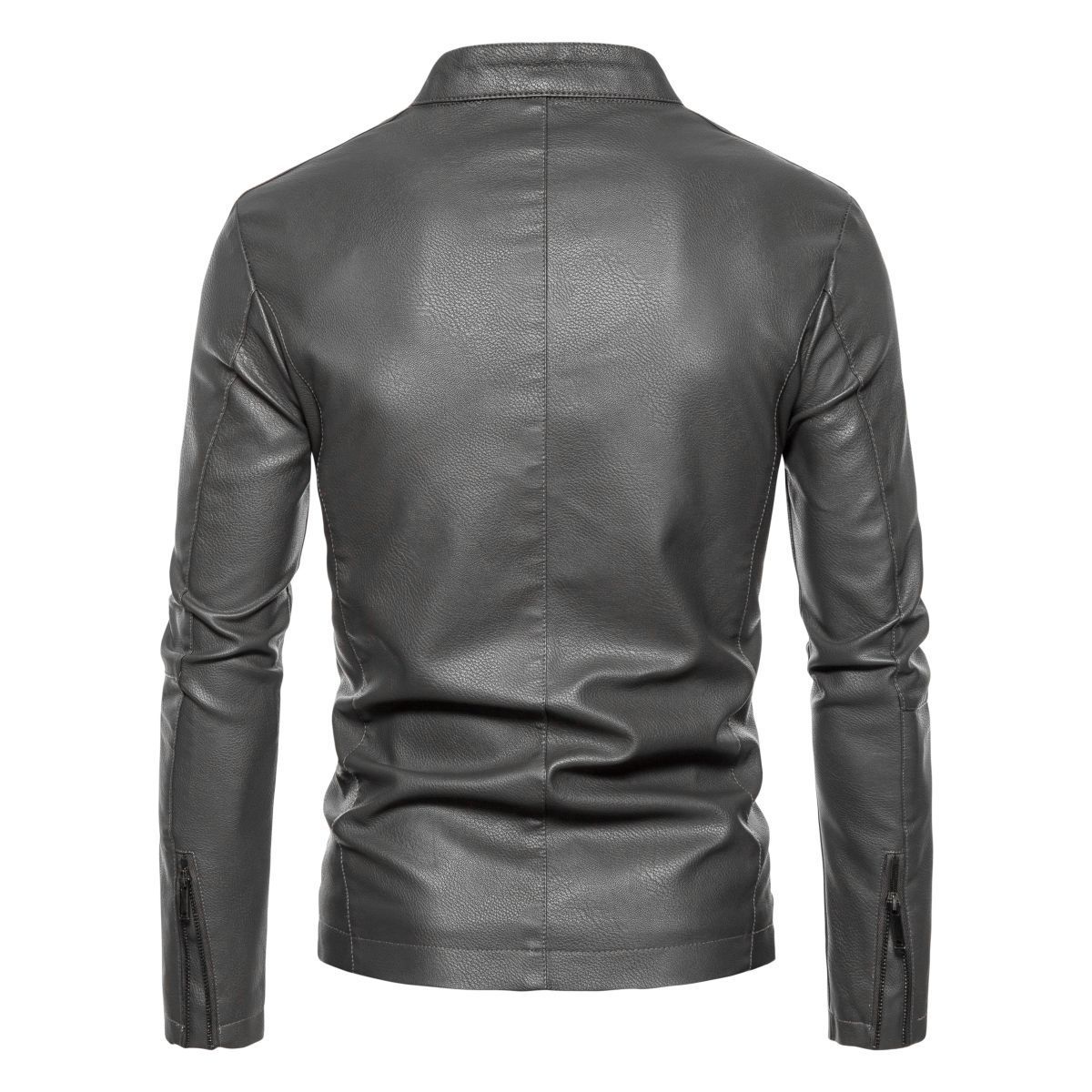 Осенне-зимняя тонкая бархатная повседневная мужская кожаная куртка в корейском стиле — фото 4