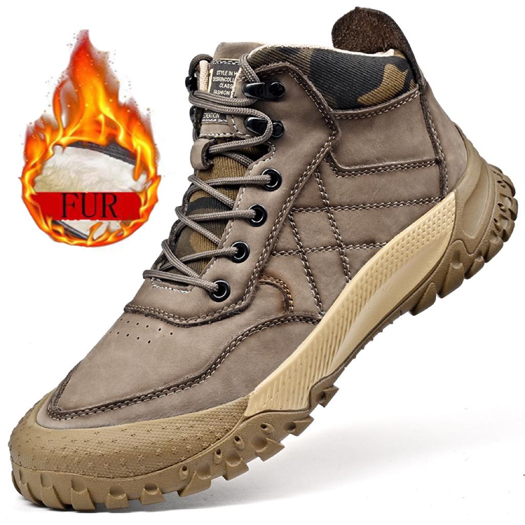 

Модные мужские кроссовки для активного отдыха, походные горные ботинки, кожаные водонепроницаемые кроссовки, рабочая обувь, нескользящие, удобные высокие ботинки 45