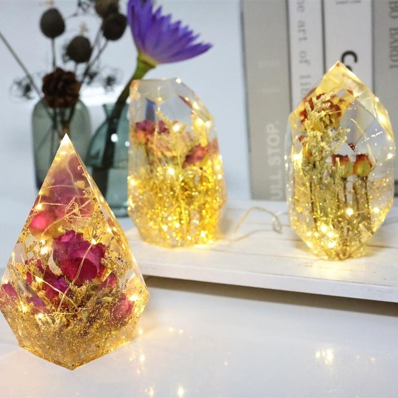 3 Geometric Gems Silicone Moulds Epoxy Moulds Gems Desktop Ornaments Silicone Moulds Night Lights Silicone Moulds Casting Moulds Home Decor