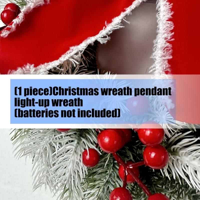 Glowing Plastic Christmas Wreath Ornament Traditional Festival Decors For Home Party Gift Indoor Outdoors Use