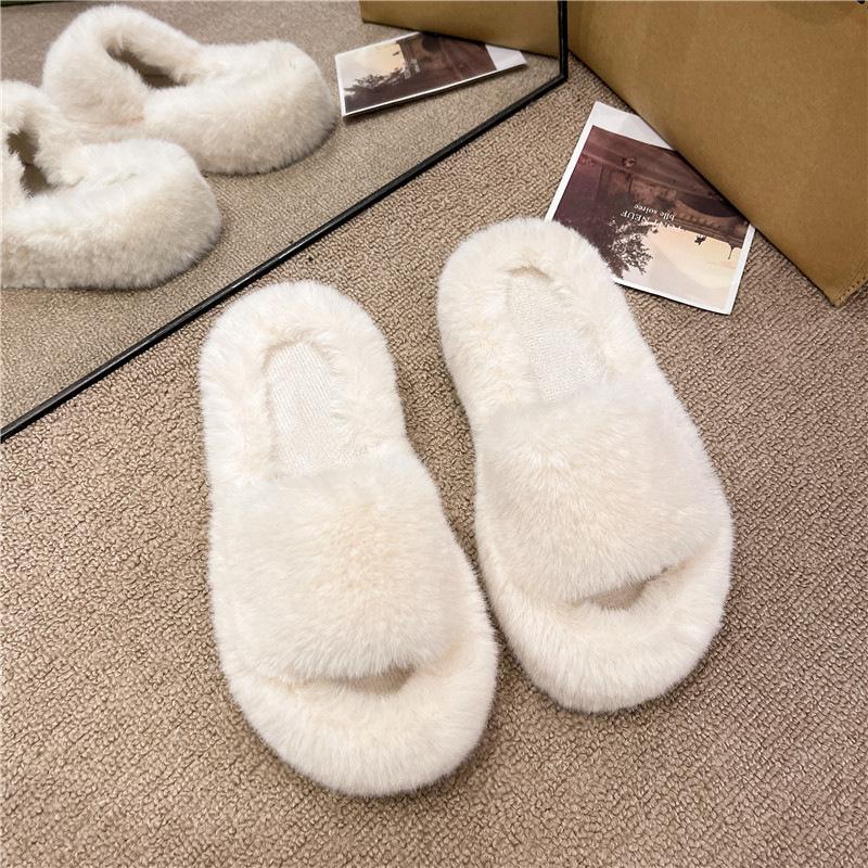 Mao Mao Slippers Women's Outer Wear 2025 New Autumn and Winter Cotton Drag Net Red Fashion Thick Bottom Ins Home Plush Slippers