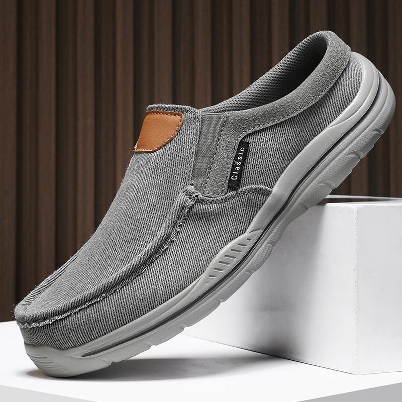 

Men s Size 47 Cross-Border Loafers Slip-On Casual Canvas Half-Slippers 43