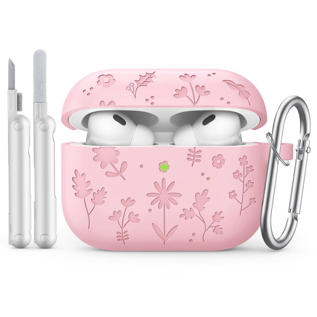 For AirPods Pro 3 Cute Flower Engraved Protective Case Soft Silicone Full Cover Anti-scratch Shockproof Case For AirPods Pro 3