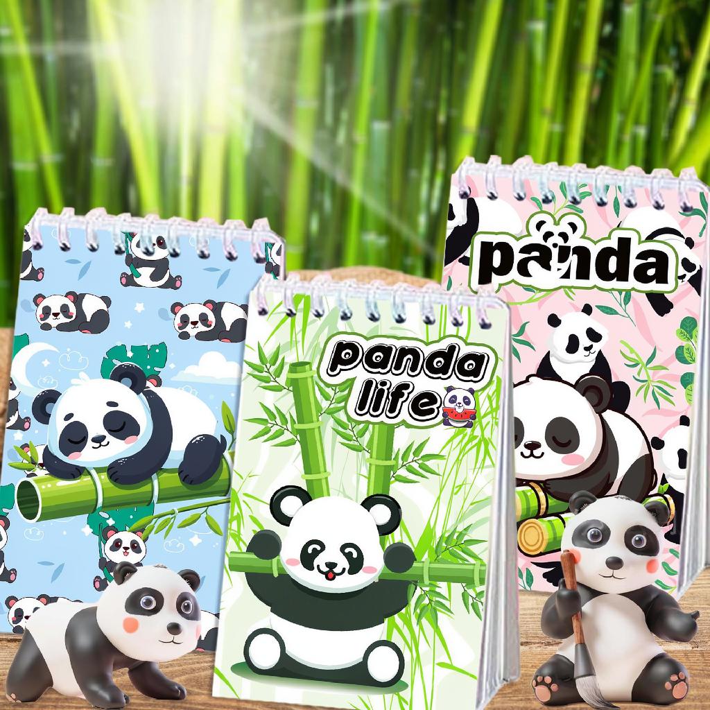 8Pcs 10x6cm Panda Mini Spiral Notebook Bamboo Notepad Back To School Supplies Classroom Prizes Teacher Awards Student Stationery
