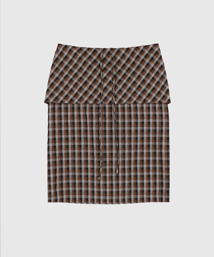 Sigreat Check Flap Midi Skirt