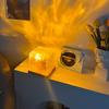 Ocean Wave Projector Lamp Night Light Remote Control 16-Colors Gradual Rotating Flame Water Lamp with Wooden Base