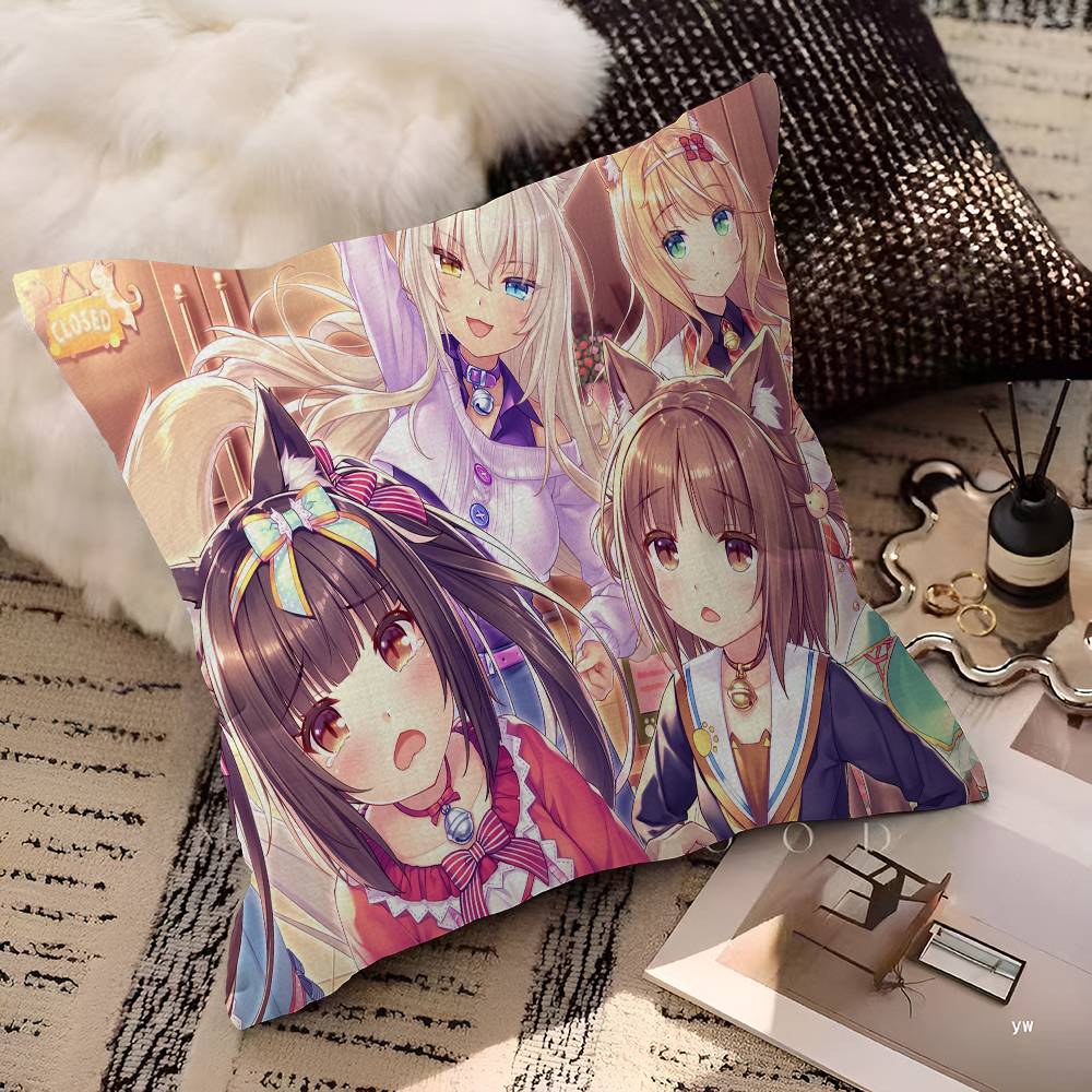Cartoon Nekopara Classic Vintage Personalized Pillow Dust Cover Bedroom Kids Party Decoration Pillowcase Birthday Children Gift